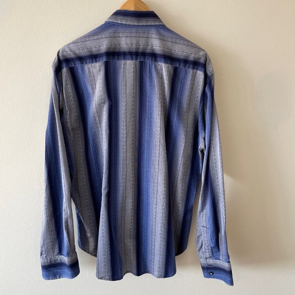 Robert Graham Sport Shirt - Blue/Grey Stripe - X-Large - Picture 3 of 6